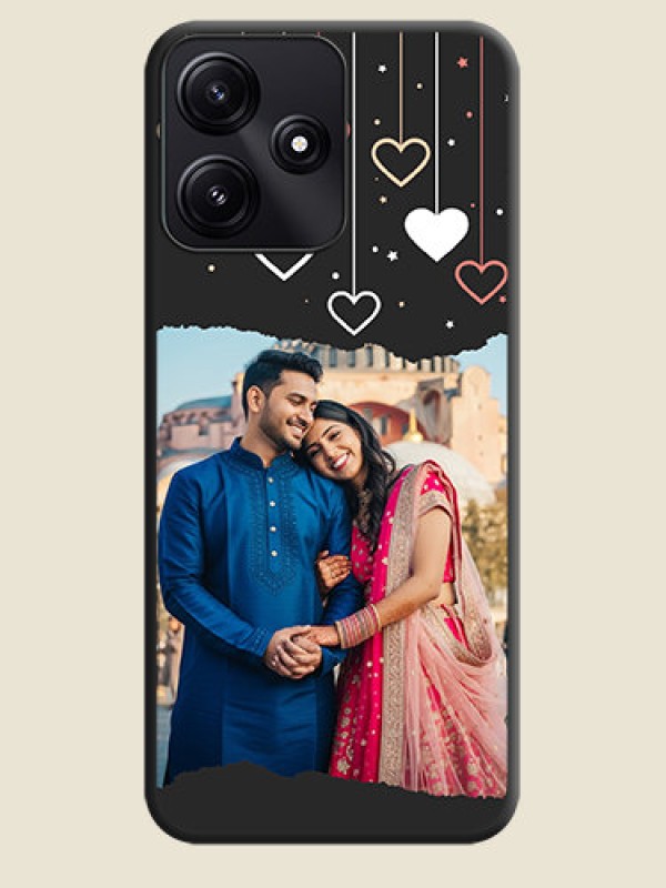Custom Love Hangings with Splash Wave Picture on Space Black Custom Soft Matte Phone Back Cover - Poco M6 Pro 5G