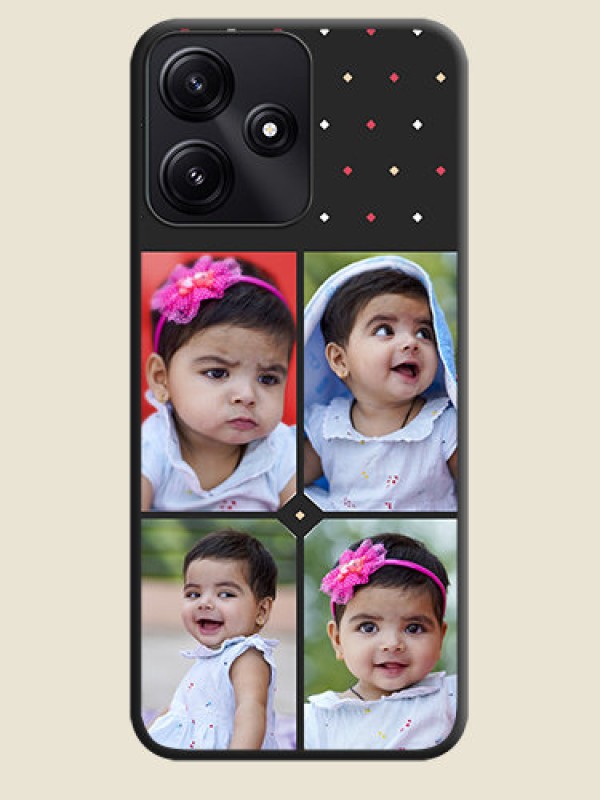 Custom Multicolor Dotted Pattern with 4 Image Holder on Space Black Custom Soft Matte Phone Cases - Poco M6 Pro 5G