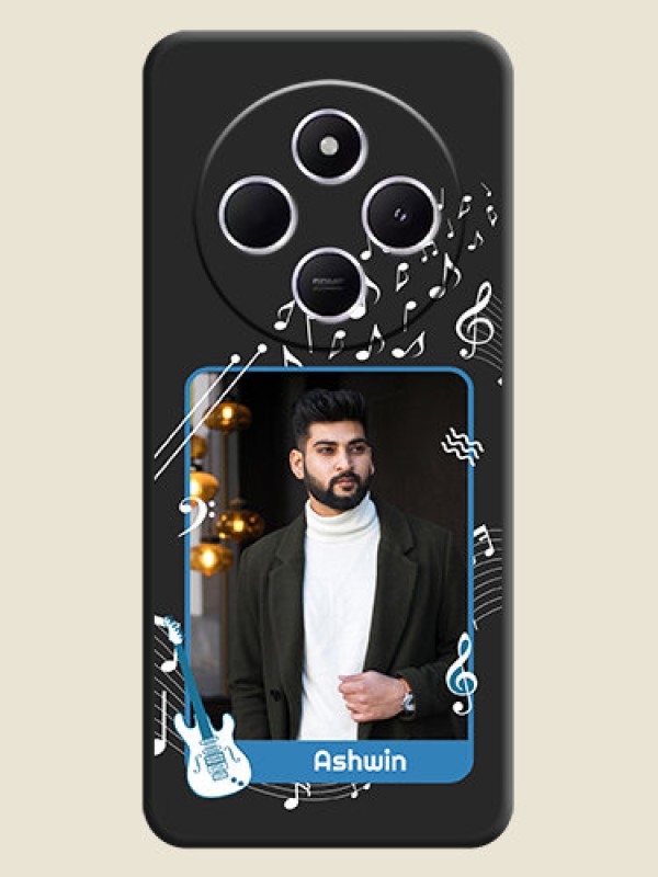 Custom Musical Theme Design with Text on Photo On Space Black Custom Soft Matte Mobile Back Cover - Poco M7 5G