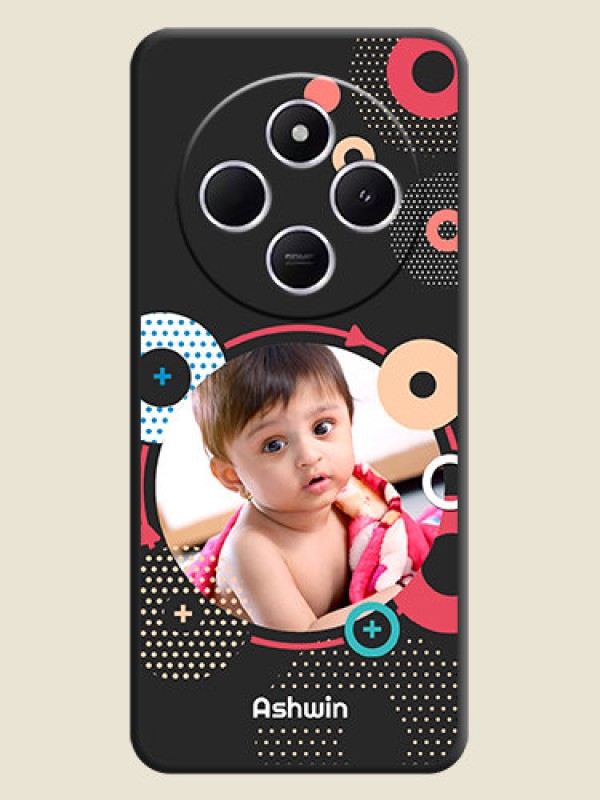 Custom Multicoloured Round Image On Space Black Custom Soft Matte Mobile Back Cover - Poco M7 5G