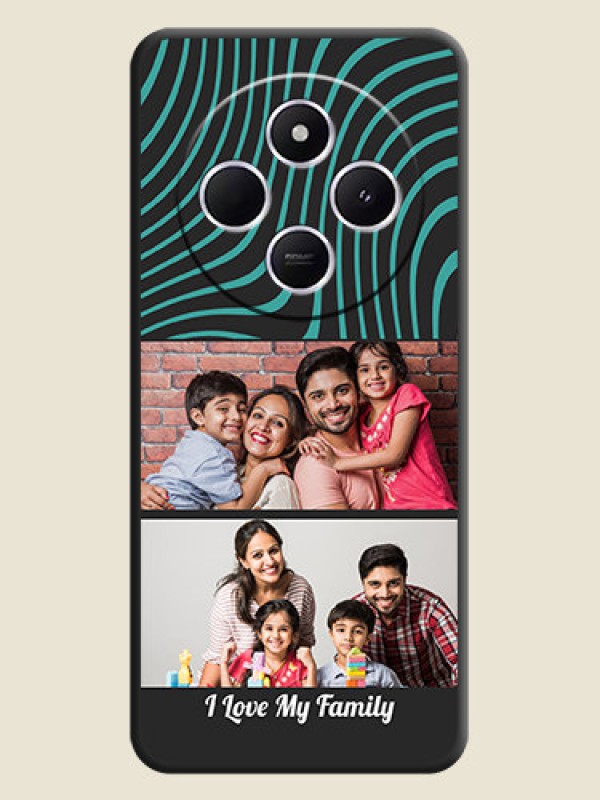 Custom Wave Pattern with 2 Image Holder On Space Black Custom Soft Matte Mobile Back Cover - Poco M7 5G