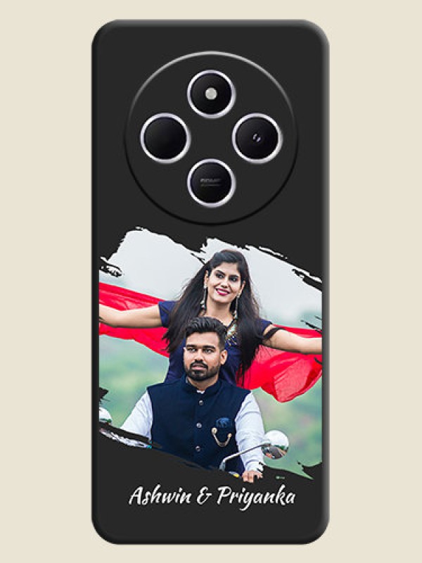 Custom Grunge Brush Strokes on Photo On Space Black Custom Soft Matte Mobile Back Cover - Poco M7 5G