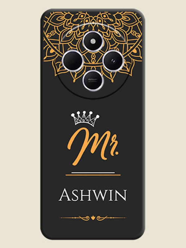 Custom Mr Name with Floral Design On Space Black Custom Soft Matte Mobile Back Cover - Poco M7 5G