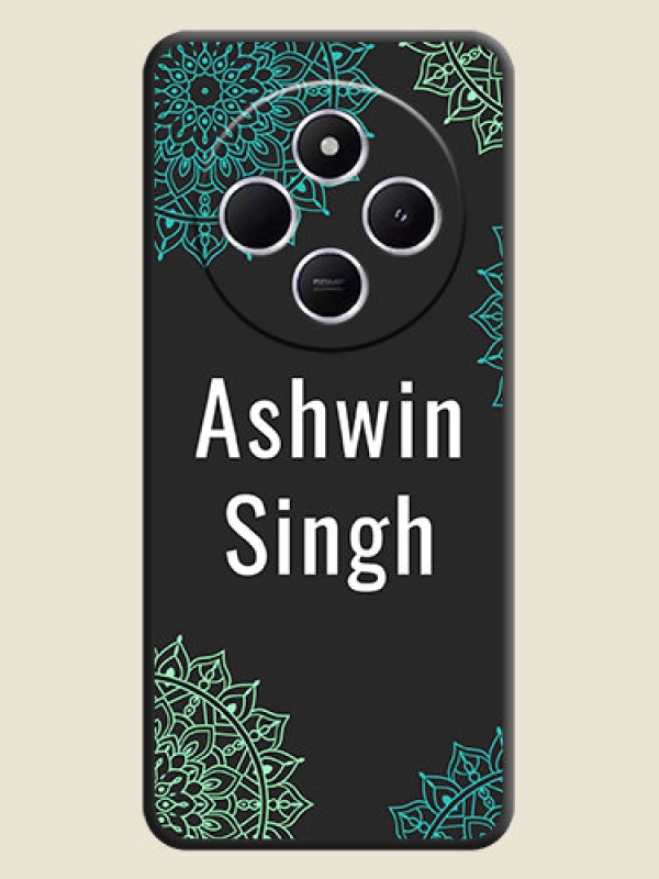 Custom Your Name with Floral Design On Space Black Custom Soft Matte Mobile Back Cover - Poco M7 5G