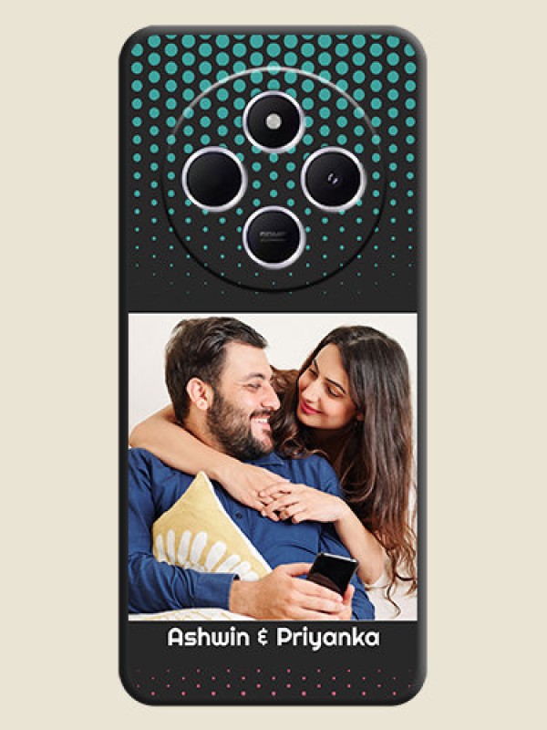 Custom Faded Dots with Grunge Photo Frame and Text On Space Black Custom Soft Matte Mobile Back Cover - Poco M7 5G