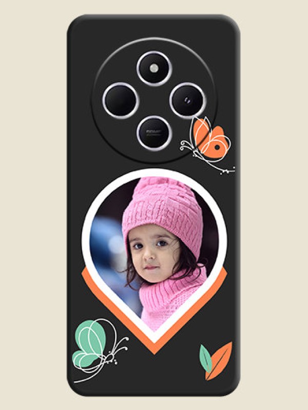 Custom Upload Pic With Simple Butterly Design On Space Black Custom Soft Matte Mobile Back Cover - Poco M7 5G