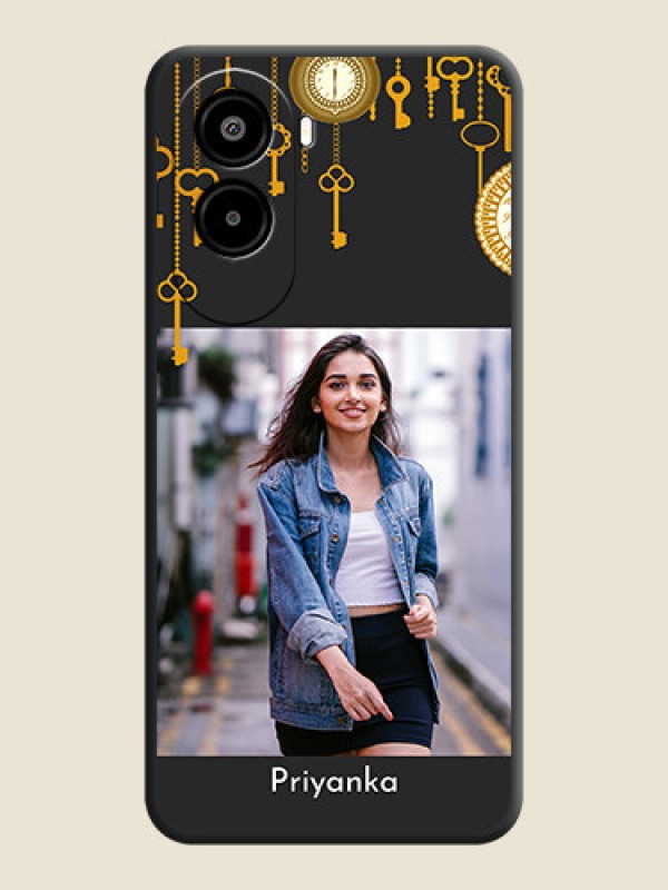 Custom Decorative Design with Text On Space Black Custom Soft Matte Mobile Back Cover - Poco M7 Plus 5G
