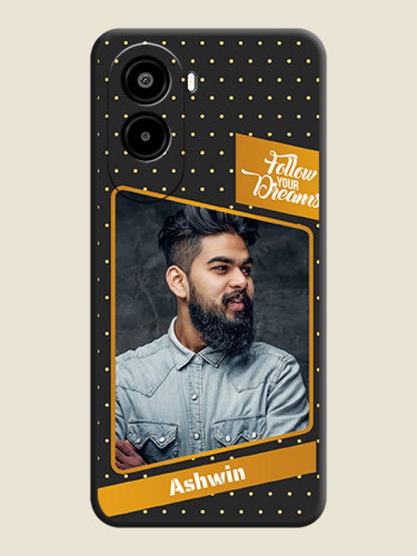 Custom Follow Your Dreams with White Dots On Space Black Custom Soft Matte Mobile Back Cover - Poco M7 Plus 5G