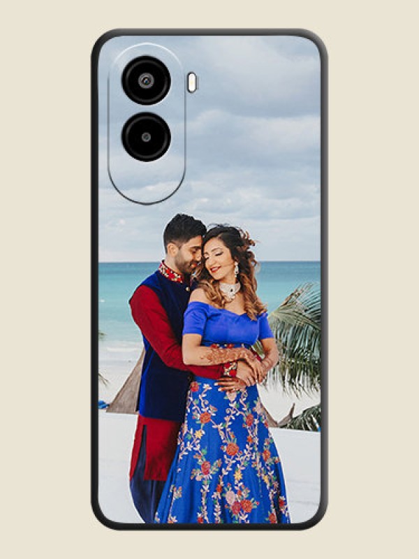 Custom Full Single Pic Upload On Space Black Custom Soft Matte Mobile Back Cover - Poco M7 Plus 5G