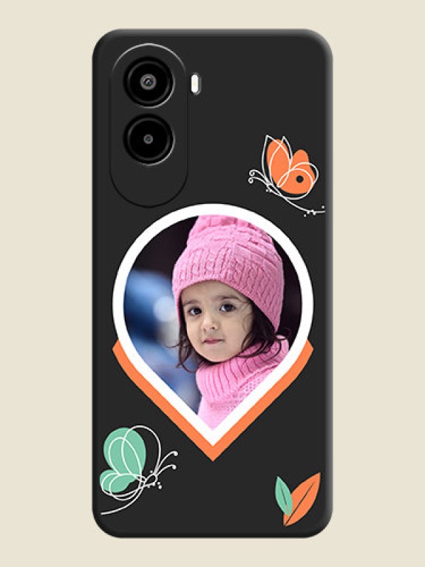 Custom Upload Pic With Simple Butterly Design On Space Black Custom Soft Matte Mobile Back Cover - Poco M7 Plus 5G