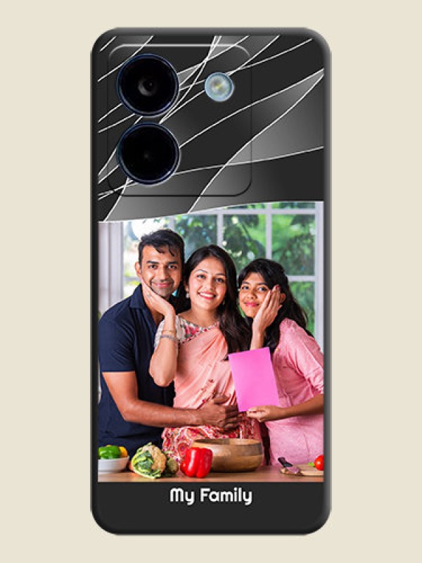 Custom Mixed Wave Lines on Photo On Space Black Custom Soft Matte Mobile Back Cover - Poco M7 Pro 5G