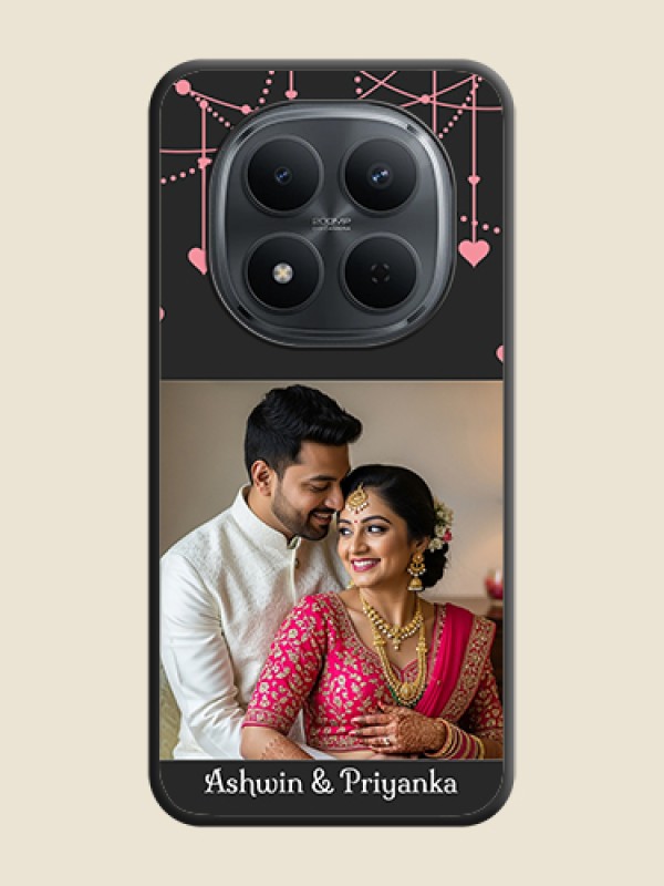 Custom Pink Love Hangings with Text On Space Black Custom Soft Matte Mobile Back Cover - Poco M8 5G