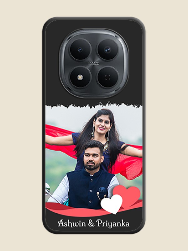 Custom Pin Color Love Shaped Ribbon Design with Text On Space Black Custom Soft Matte Mobile Back Cover - Poco M8 5G