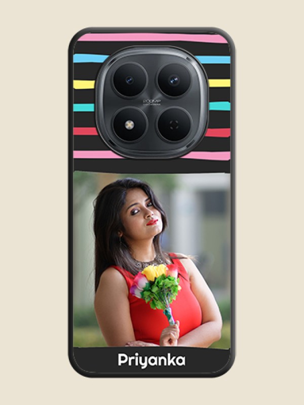 Custom Multicolor Lines with Image On Space Black Custom Soft Matte Mobile Back Cover - Poco M8 5G