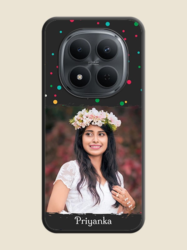Custom Multicolor Dotted Pattern with Text On Space Black Custom Soft Matte Mobile Back Cover - Poco M8 5G