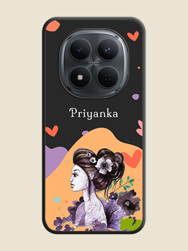 Custom Namecase For Her With Fancy Lady Image On Space Black Custom Soft Matte Mobile Back Cover - Poco M8 5G