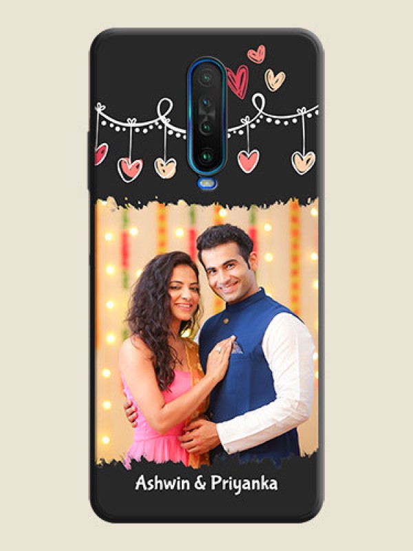 Custom Pink Love Hangings with Name on Space Black Custom Soft Matte Phone Cases - Poco X2