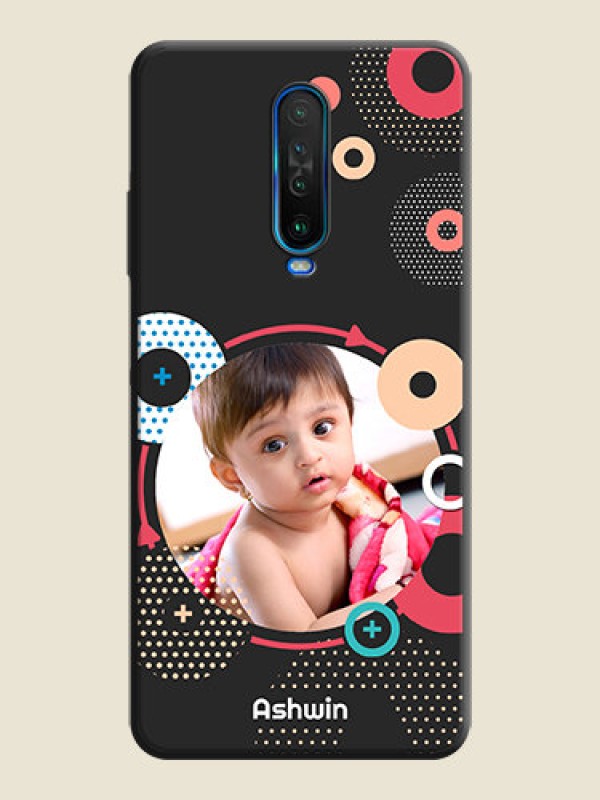Custom Multicoloured Round Image on Personalised Space Black Soft Matte Cases - Poco X2