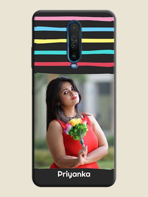 Custom Multicolor Lines with Image on Space Black Personalized Soft Matte Phone Covers - Poco X2
