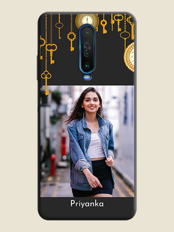 Custom Decorative Design with Text on Space Black Custom Soft Matte Back Cover - Poco X2