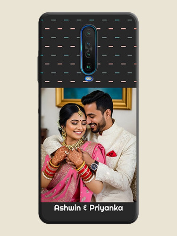 Custom Line Pattern Design with Text on Space Black Custom Soft Matte Phone Back Cover - Poco X2