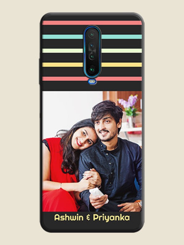 Custom Color Stripes with Photo and Text - Photo on Space Black Soft Matte Mobile Case - Poco X2