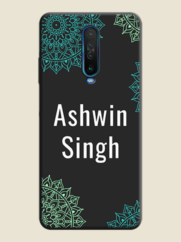 Custom Your Name with Floral Design on Space Black Custom Soft Matte Back Cover - Poco X2