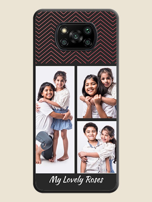 Custom Wave Pattern with 3 Image Holder on Space Black Custom Soft Matte Back Cover - Poco X3 Pro