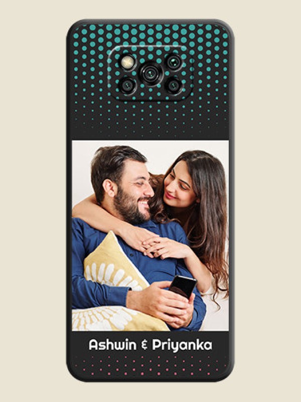 Custom Faded Dots with Grunge Photo Frame and Text on Space Black Custom Soft Matte Phone Cases - Poco X3