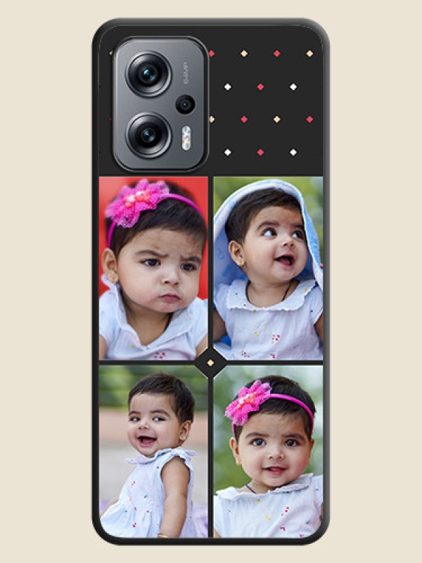 Custom Multicolor Dotted Pattern with 4 Image Holder on Space Black Custom Soft Matte Phone Cases - Poco X4 Gt 5G