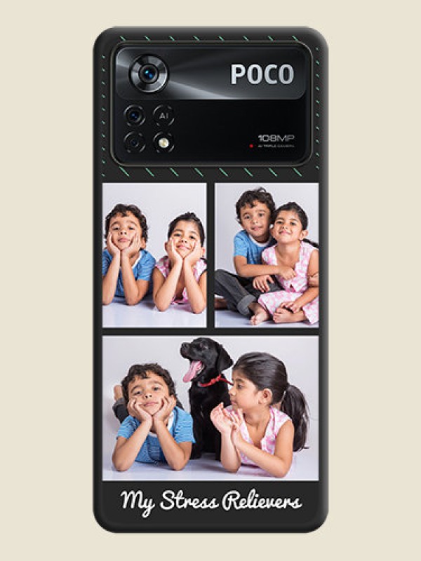 Custom Cross Dotted Pattern with 2 Image Holder  on Personalised Space Black Soft Matte Cases - Poco X4 Pro 5G