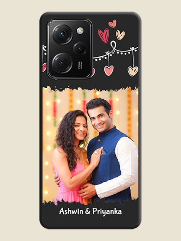 Custom Pink Love Hangings with Name on Space Black Custom Soft Matte Phone Cases -Poco X5 Pro 5G