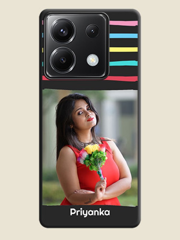 Custom Multicolor Lines with Image on Space Black Personalized Soft Matte Phone Covers - Poco X6 5G