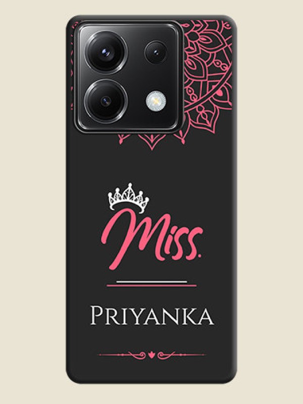 Custom Mrs Name with Floral Design on Space Black Personalized Soft Matte Phone Covers - Poco X6 5G