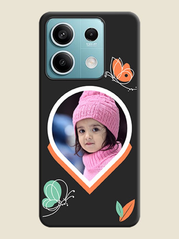 Custom Upload Pic With Simple Butterly Design On Space Black Personalized Soft Matte Phone Covers - Poco X6 Neo 5G