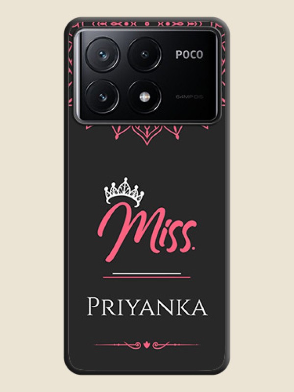 Custom Mrs Name with Floral Design on Space Black Personalized Soft Matte Phone Covers - Poco X6 Pro 5G