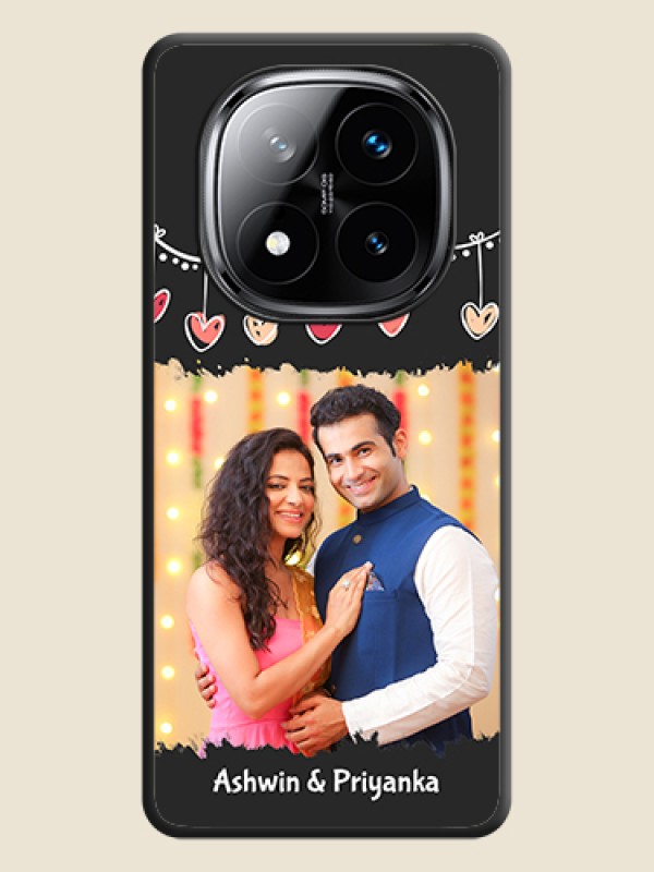 Custom Pink Love Hangings with Name On Space Black Custom Soft Matte Mobile Back Cover - Poco X7 5G