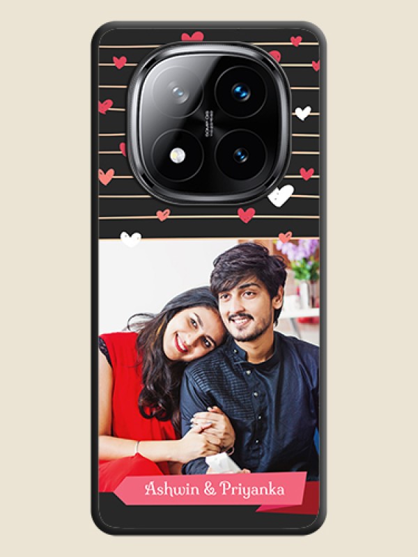 Custom Love Pattern with Name on Pink Ribbon on Photo On Space Black Custom Soft Matte Mobile Back Cover - Poco X7 5G