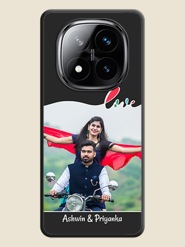 Custom Fall in Love Pattern with Picture on Photo On Space Black Custom Soft Matte Mobile Back Cover - Poco X7 5G