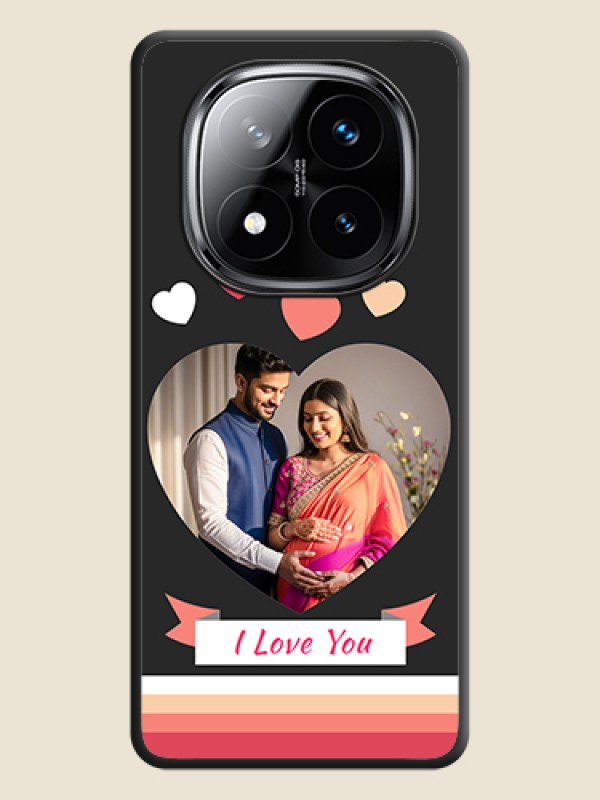Custom Love Shaped Photo with Colorful Stripes On Space Black Custom Soft Matte Mobile Back Cover - Poco X7 5G