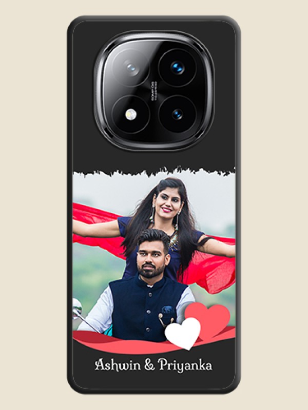 Custom Pin Color Love Shaped Ribbon Design with Text On Space Black Custom Soft Matte Mobile Back Cover - Poco X7 5G