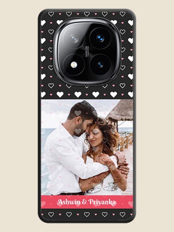 Custom White Color Love Symbols with Text Design on Photo On Space Black Custom Soft Matte Mobile Back Cover - Poco X7 5G