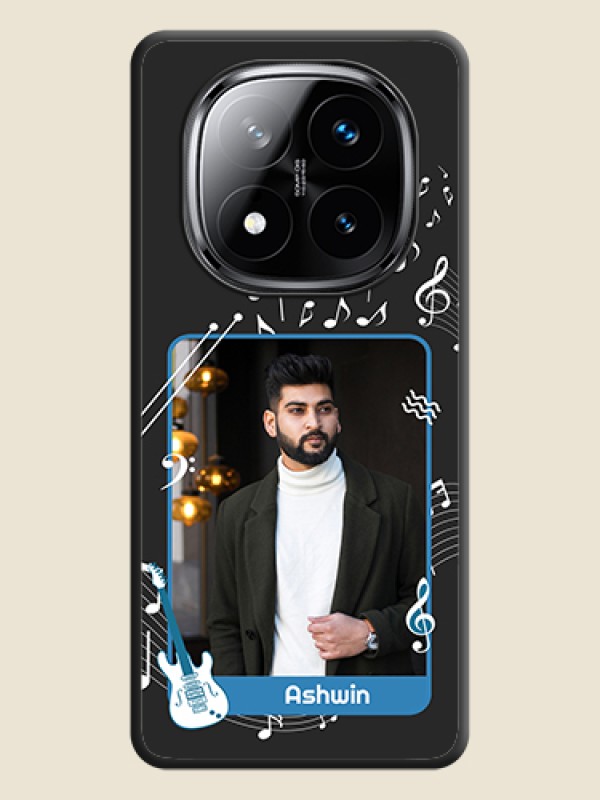 Custom Musical Theme Design with Text on Photo On Space Black Custom Soft Matte Mobile Back Cover - Poco X7 5G
