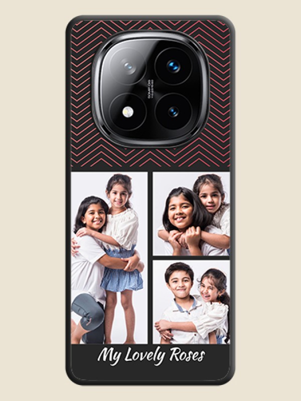 Custom Wave Pattern with 3 Image Holder On Space Black Custom Soft Matte Mobile Back Cover - Poco X7 5G