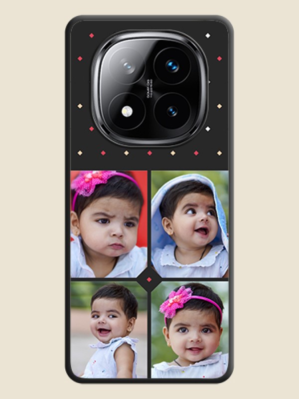 Custom Multicolor Dotted Pattern with 4 Image Holder On Space Black Custom Soft Matte Mobile Back Cover - Poco X7 5G