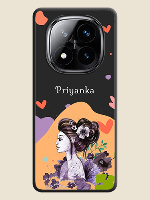 Custom Namecase For Her With Fancy Lady Image On Space Black Custom Soft Matte Mobile Back Cover - Poco X7 5G