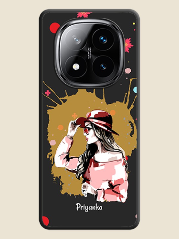 Custom Mordern Lady With Color Splash Background With Custom Text On Space Black Custom Soft Matte Mobile Back Cover - Poco X7 5G