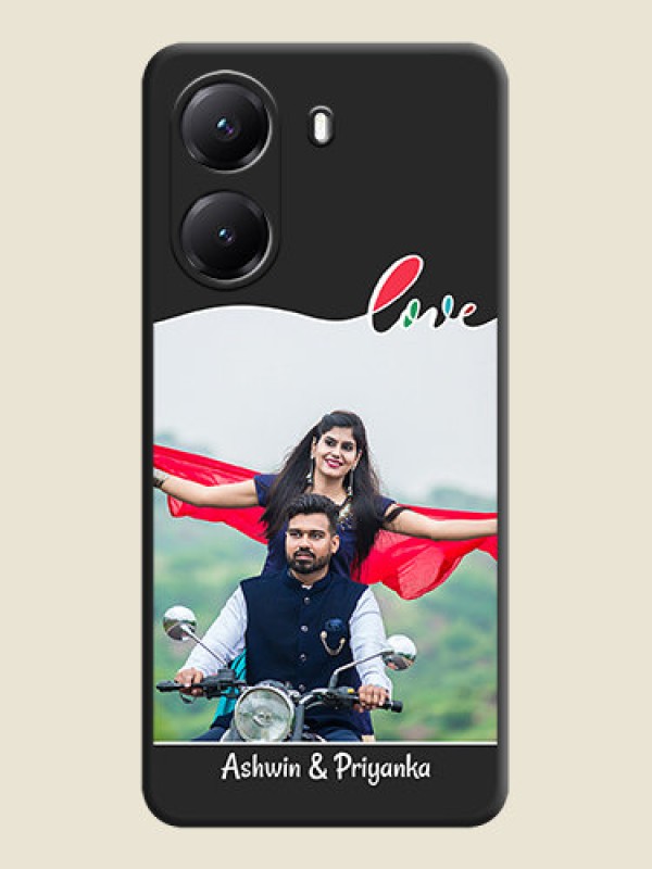 Custom Fall in Love Pattern with Picture on Photo On Space Black Custom Soft Matte Mobile Back Cover - Poco X7 Pro 5G