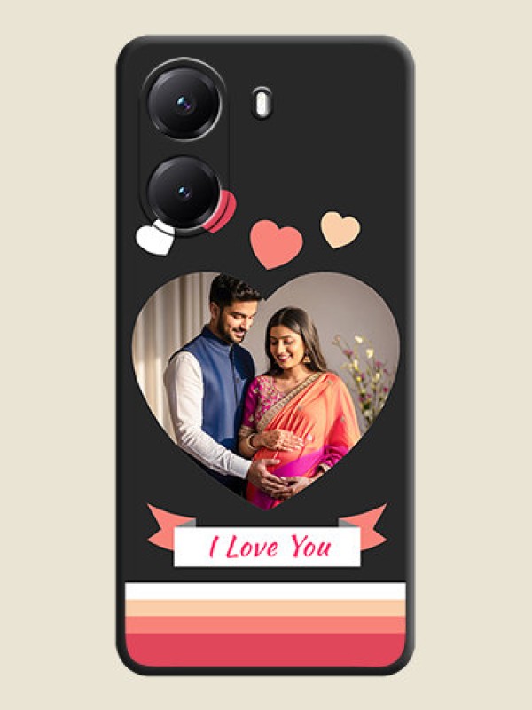 Custom Love Shaped Photo with Colorful Stripes On Space Black Custom Soft Matte Mobile Back Cover - Poco X7 Pro 5G