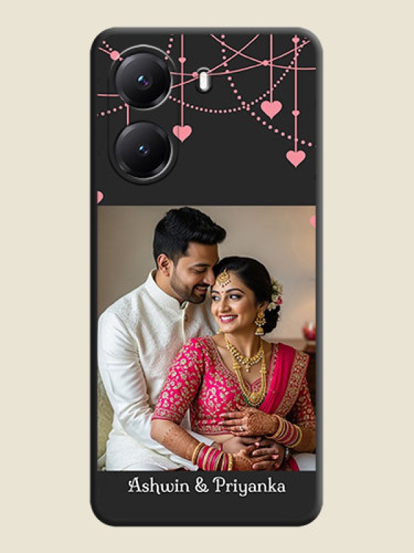 Custom Pink Love Hangings with Text On Space Black Custom Soft Matte Mobile Back Cover - Poco X7 Pro 5G